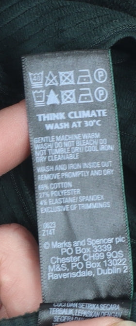 Marks and Spencer Women's Green Corduroy Leggings Size 14 Regular