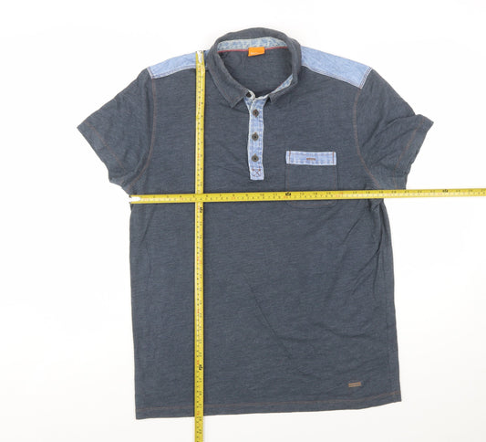 Hugo Boss Men's Blue Short Sleeve Polo Shirt Size M Cotton Blend