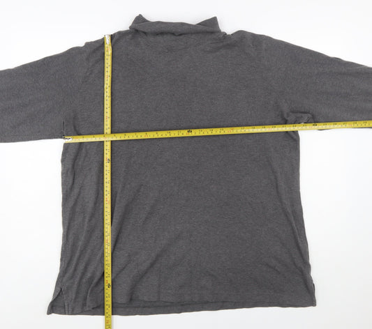 Lands' End Women's Grey Roll Neck Long Sleeve Cotton Top XL