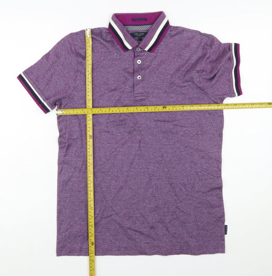Ted Baker Men's Purple Cotton Short Sleeve Polo Shirt Size M