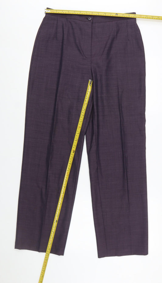 Marks and Spencer Womens Purple Wool Blend Pleated Dress Trousers UK 14