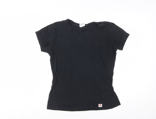 Additional front view of Lee Cooper women’s black cotton basic short sleeve t-shirt, size UK 12