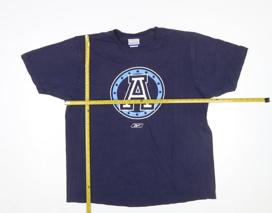 Reebok Men Navy Blue Cotton Sports Graphic T-Shirt Size L