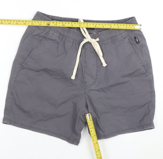 Hollister Women Grey XS Chino Shorts Cotton Drawstring Summer Casual