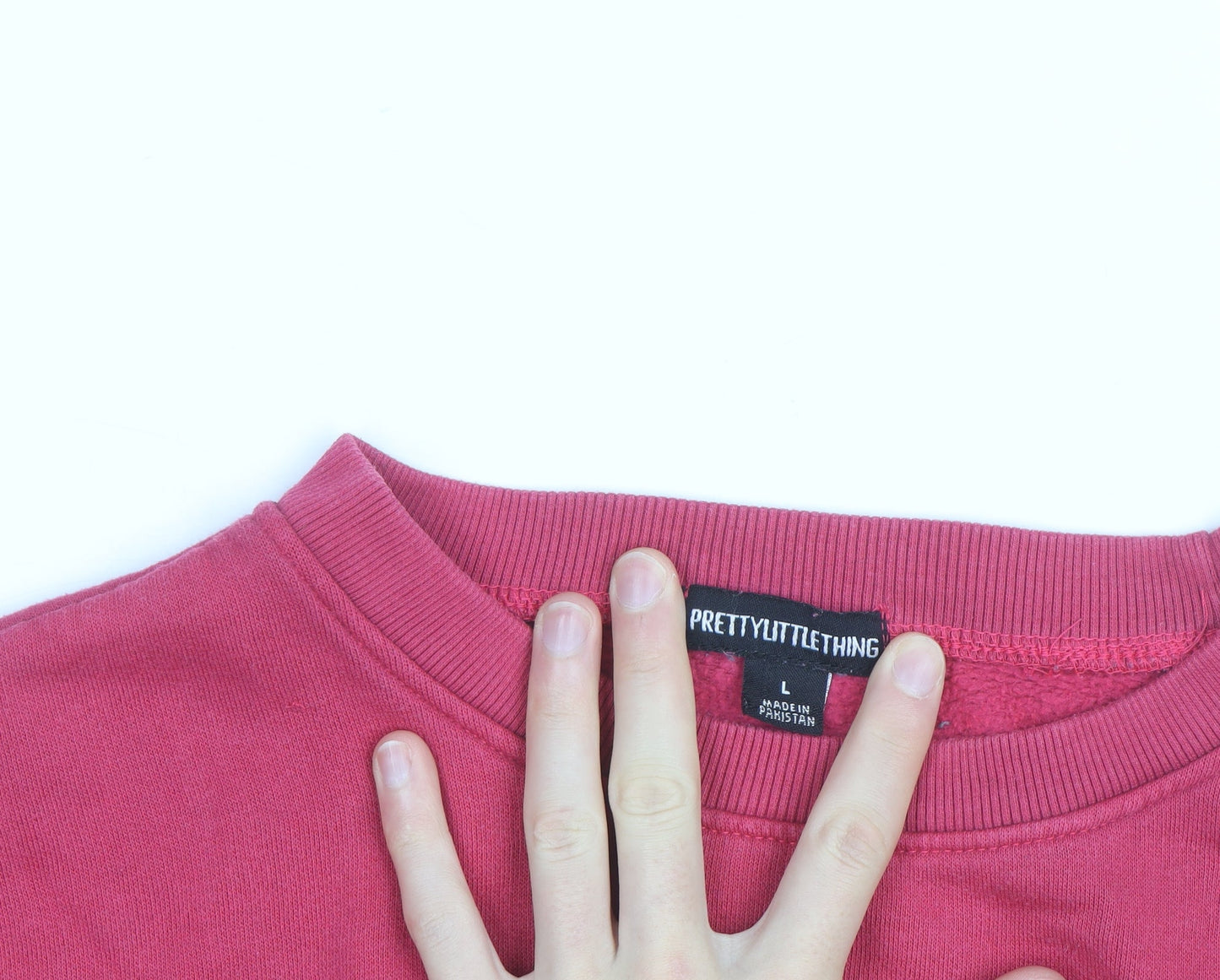 PrettyLittleThing Women’s Pink Cropped Pullover Sweatshirt Size L