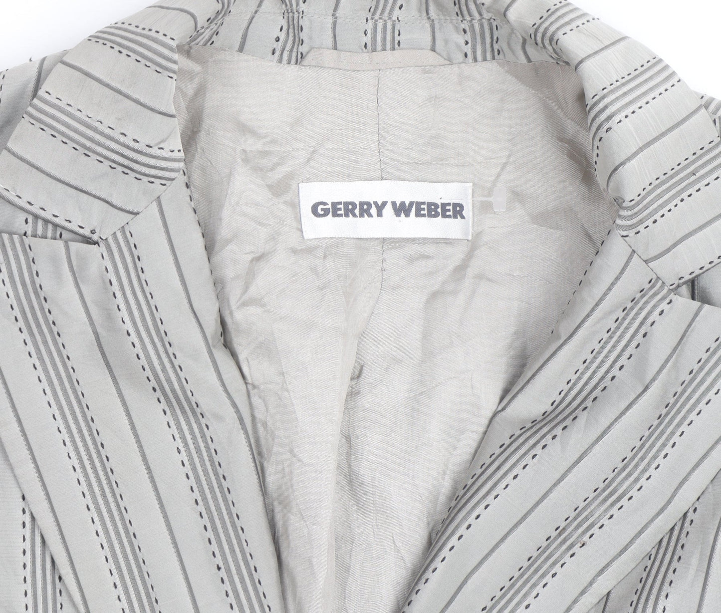 Gerry Weber Women's Grey Striped Cotton Silk Blazer Size 12
