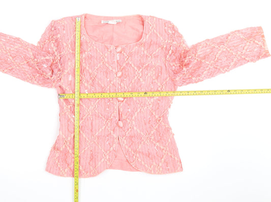 Nancy Neil Women's Pink Lace Sequin Cardigan S Partywear
