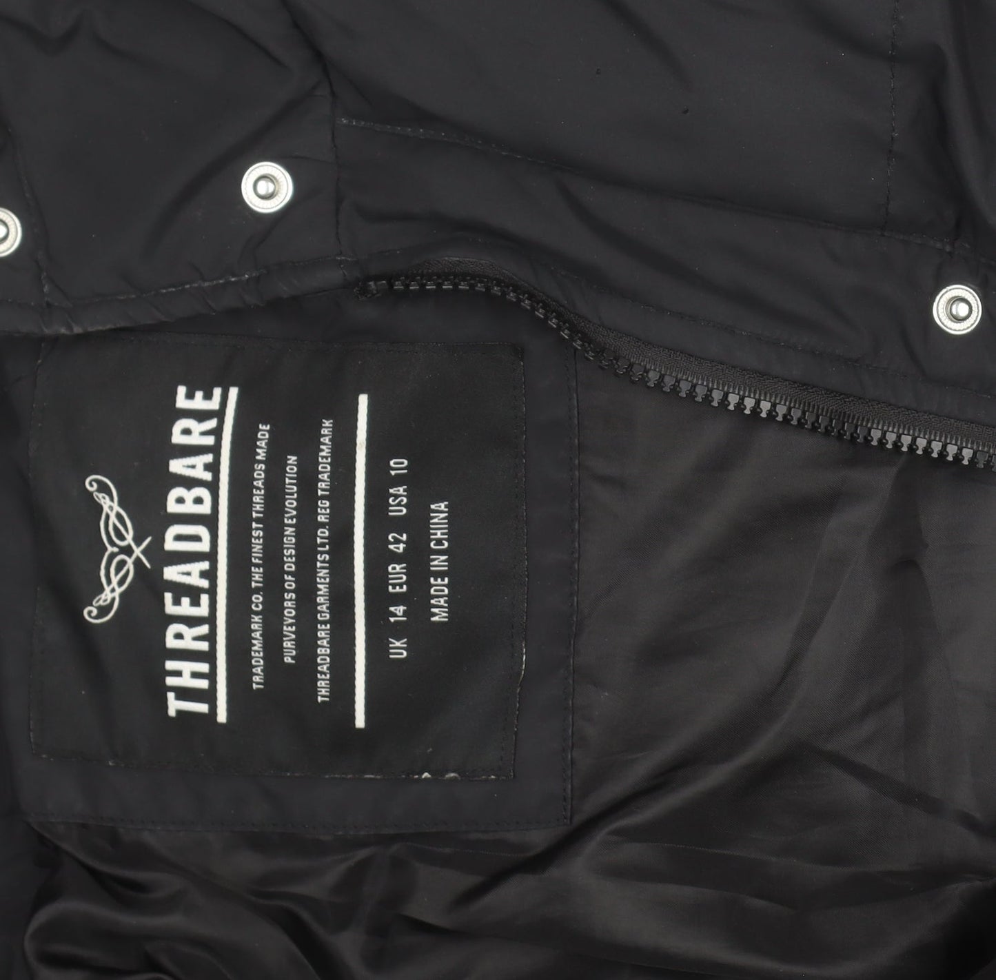 Threadbare Womens Black Long Hooded Puffer Coat Size 14