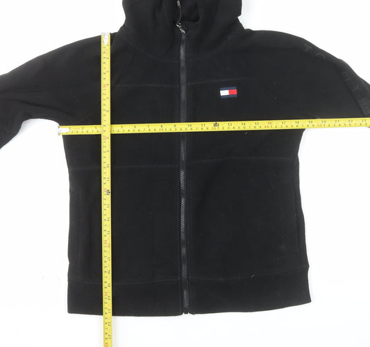 Tommy Hilfiger Women Black XS Full Zip Hoodie Fleece Sporty Warm