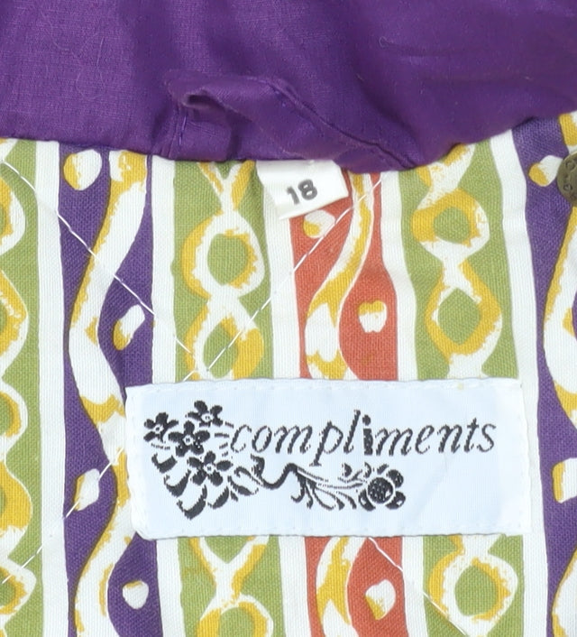 Compliments Womens Purple Quilted Parka Jacket Size 18 Relaxed Fit