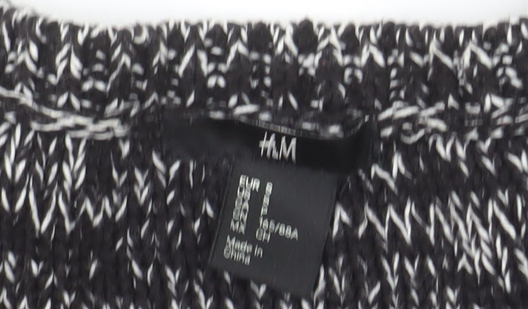 H&M Womens Black Cable-Knit Crew Neck Pullover Jumper Size 12