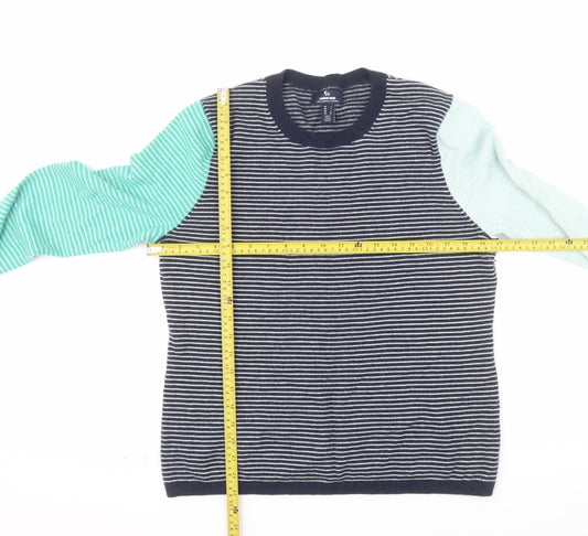 Lands' End Women's Multicoloured Striped Cashmere Jumper Size L