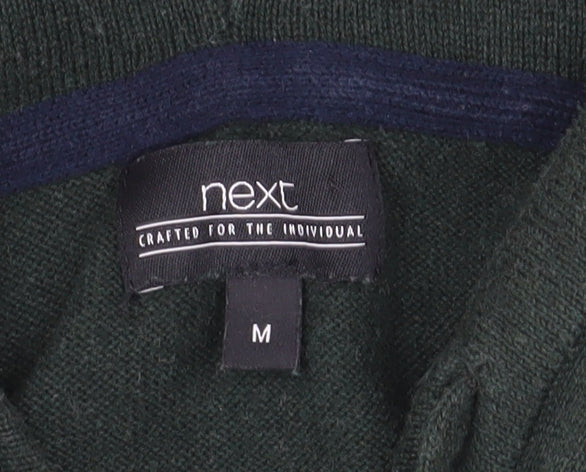 Next Men's Green Full Zip Hoodie Medium Cotton Cashmere Knit