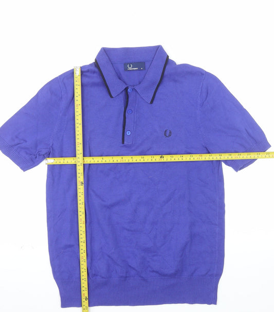 Fred Perry Men's Blue Cotton Short Sleeve Polo Shirt Size M