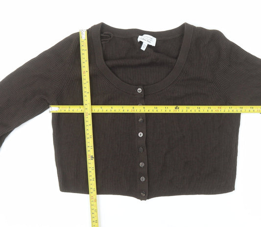 & Other Stories Women Brown Wool Blend Button Cardigan Size 12