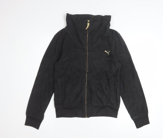 Puma Womens Black XS Full Zip Hoodie Lightweight Casual Sweatshirt