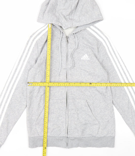 Adidas Women Grey Full Zip Hoodie Size S Soft Fleece Casual