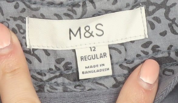 Marks and Spencer Womens Grey Cargo Trousers Size 12 Regular Lightweight
