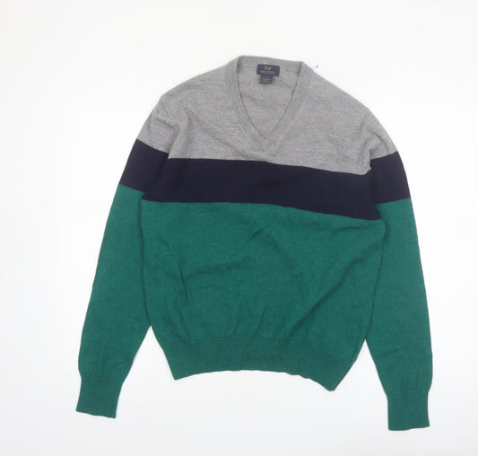 Brooks Brothers Men's Green Wool V-Neck Pullover Jumper Size L
