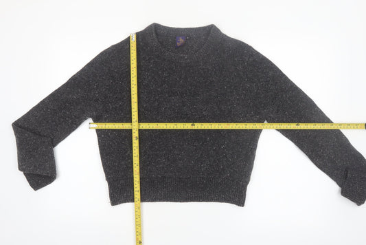 Beyond Retro Women's Grey Wool Blend Crew Neck Pullover Jumper Size S