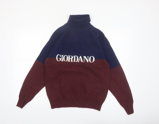 Giordano Men's Multicoloured Wool Roll Neck Jumper L