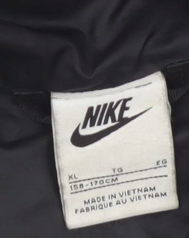 Nike Boys Black XL Hooded Puffer Jacket Winter Lined Zip Coat