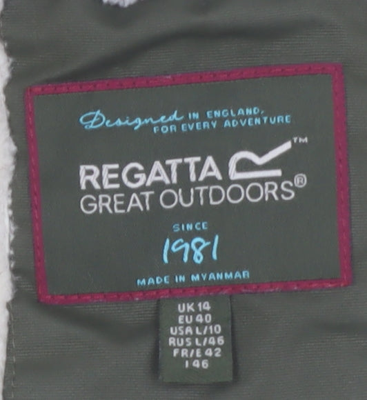 Regatta Women's Green Hooded Parka Coat Size 14 Lined Winter Jacket
