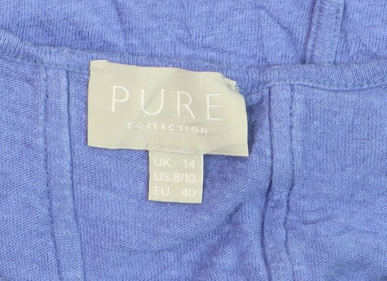Brand and care label for Pure Collection women’s purple cotton jersey t-shirt uk 14