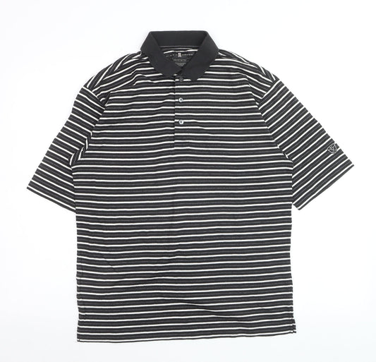 Tiger Woods Men's Black Striped Regular Fit Polo Shirt Size S
