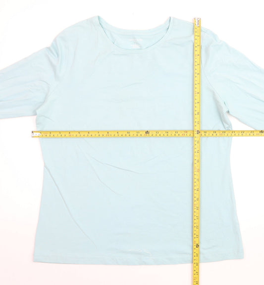 Lands' End Women's Blue Long Sleeve Basic Cotton Blend T-Shirt Size L
