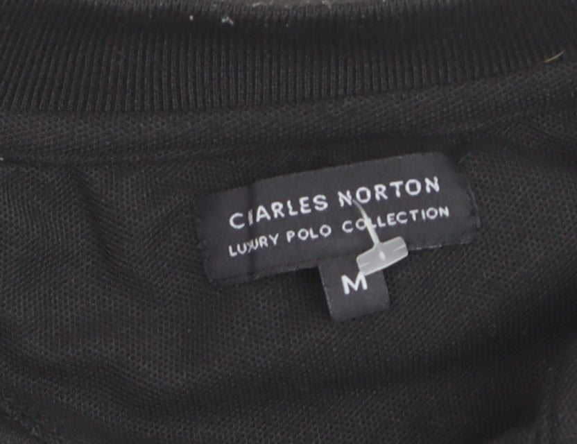 Charles Norton Men's Black Short Sleeve Polo Shirt Size M 100% Polyester