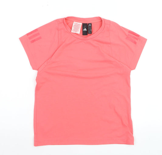 Adidas Girls Coral Pink Crew Neck Short Sleeve T-Shirt 11-12 Years