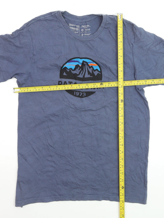 Patagonia Men's Blue Organic Cotton Slim Fit Graphic T-Shirt Size M