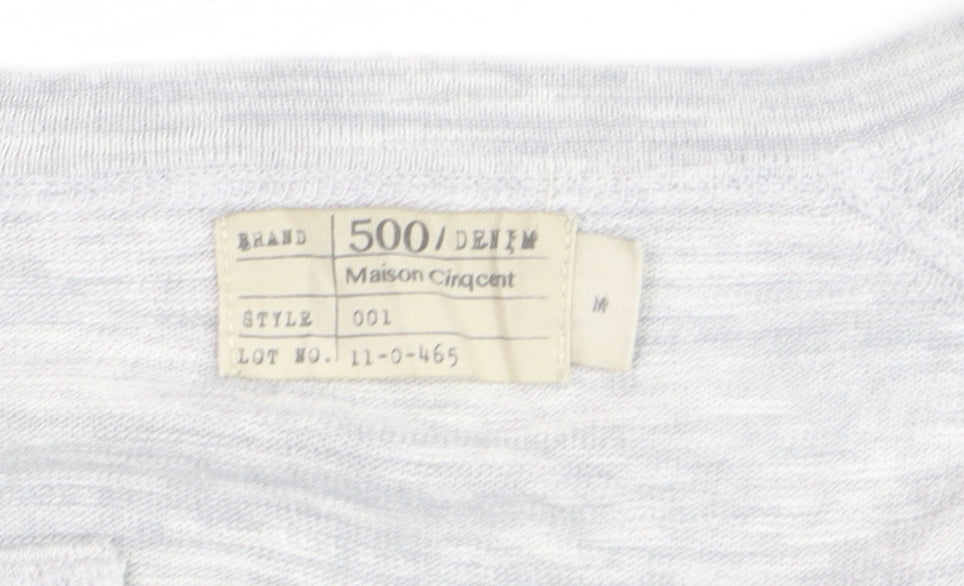 500/Denim Maison Cirqcent Men's Grey Henley Long Sleeve Top M