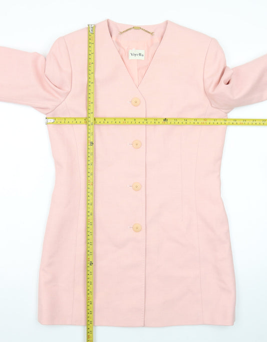 Viyella Women's Pink Single-Breasted Blazer Jacket UK 8 Classic Fit