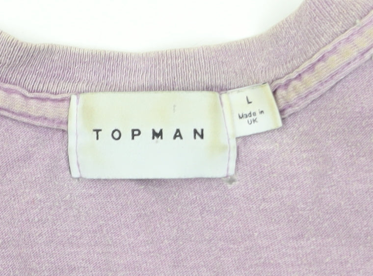 Topman Men's Purple Graphic Print Crew Neck T-Shirt Size L