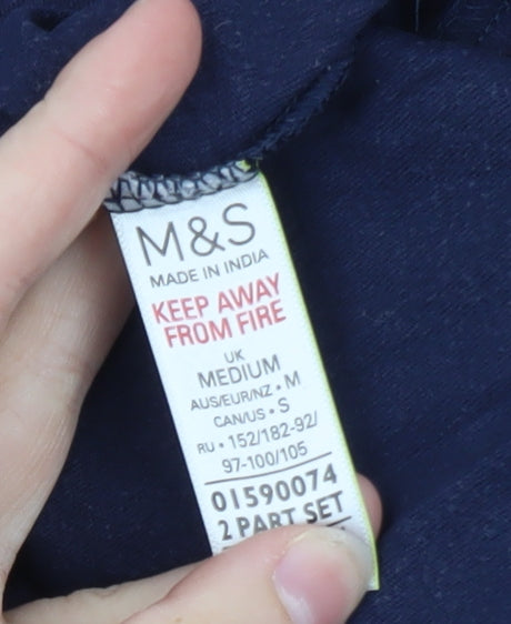 Marks and Spencer Women's Blue Cotton Crew Neck T-Shirt Size M