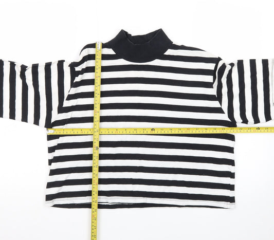 ASOS Design Women Black White Striped Pullover Sweatshirt UK 10