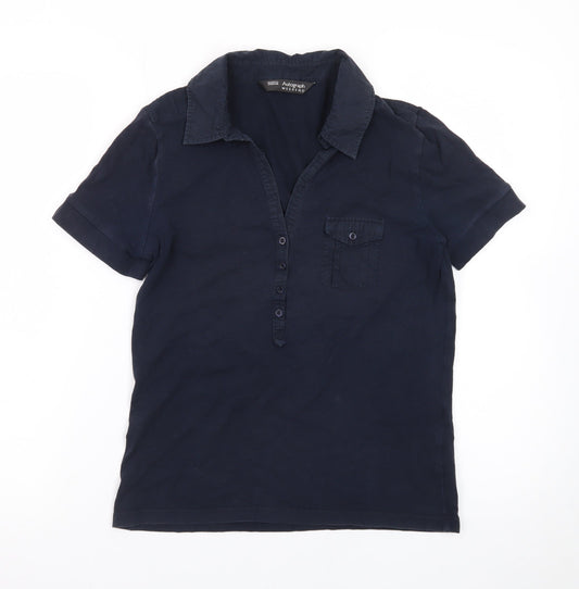 Marks and Spencer Autograph Blue Cotton Stretch Polo Shirt Size S