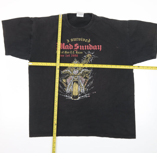 JT's Men's Black Mad Sunday Isle of Man TT Races 2008 Graphic T-Shirt XL