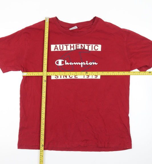 Champion Men’s Red Authentic Since 1919 T-Shirt Medium Cotton Crew Neck