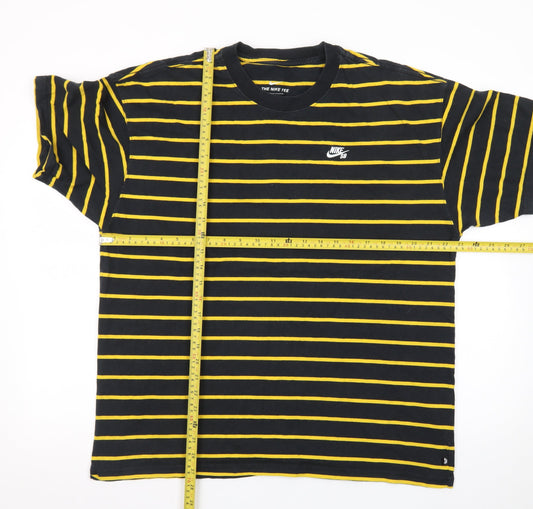 Nike SB Men's Black Yellow Striped Crew Neck T-Shirt Size L