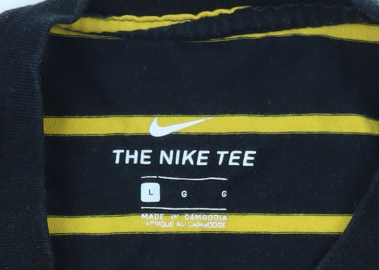 Nike SB Men's Black Yellow Striped Crew Neck T-Shirt Size L