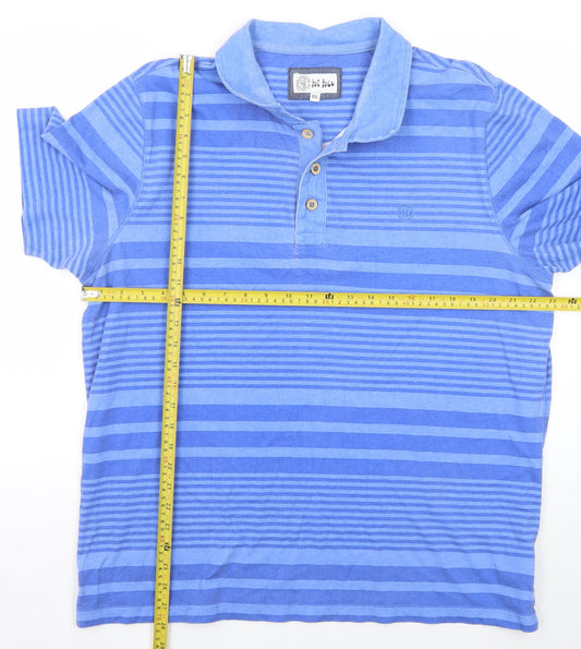 Fat Face Men’s Blue Striped Cotton Polo Shirt Size 2XL Regular Fit