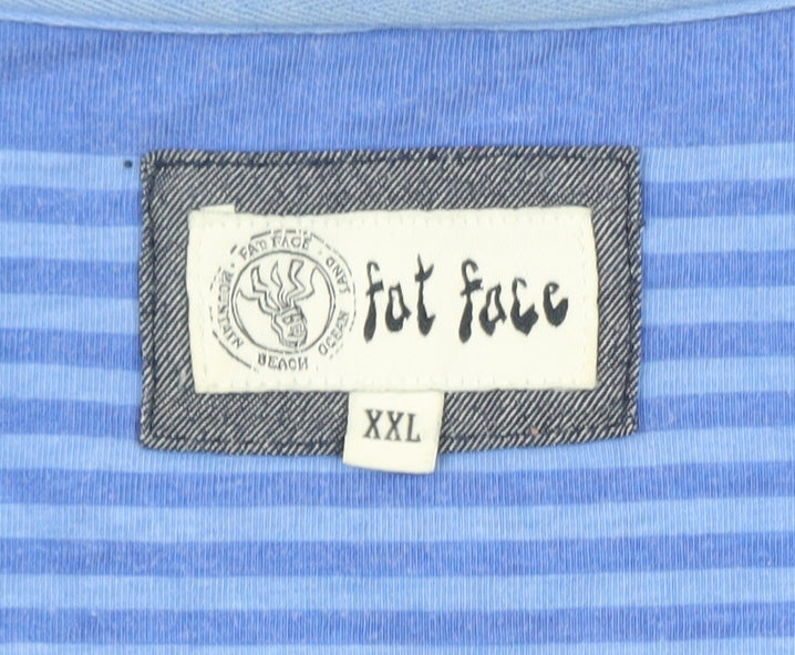 Fat Face Men’s Blue Striped Cotton Polo Shirt Size 2XL Regular Fit