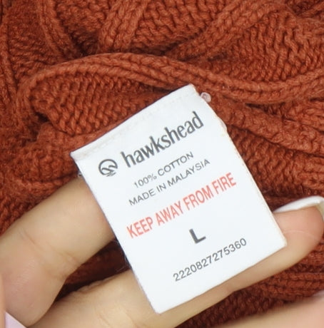 Hawkshead Men’s Brown Roll Neck Ribbed Cotton Jumper Size L