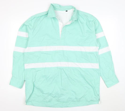 The Cotton Shirt Company Men's Green Long Sleeve Rugby Polo L