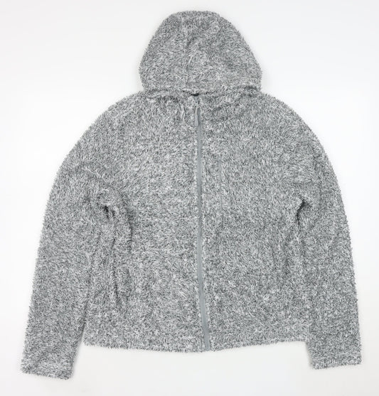 Peter Storm Women Grey Size 12 Fleece Hooded Full Zip Jacket
