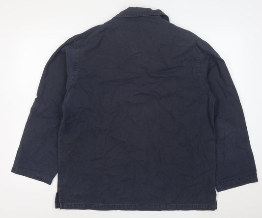 Armor Lux Men's Blue Collared Pullover Cotton Sweatshirt L