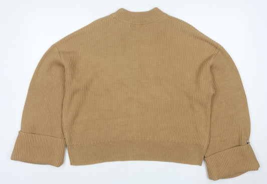 Atmos & Here Womens Beige Knit Crew Neck Jumper Size M